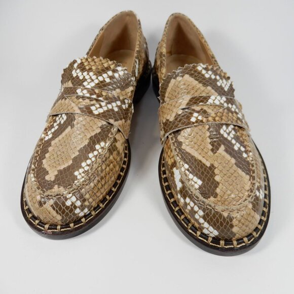 SCHUTZ Christie Penny Lug Loafers Shoes Size 6 Snakeskin Embossed Leather NEW - Picture 6 of 11
